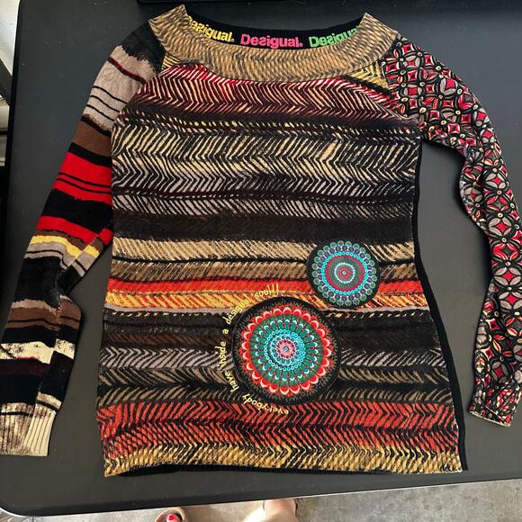 Desigual Sweater Women's Multicolor Long Sleeve - Picture 2 of 5